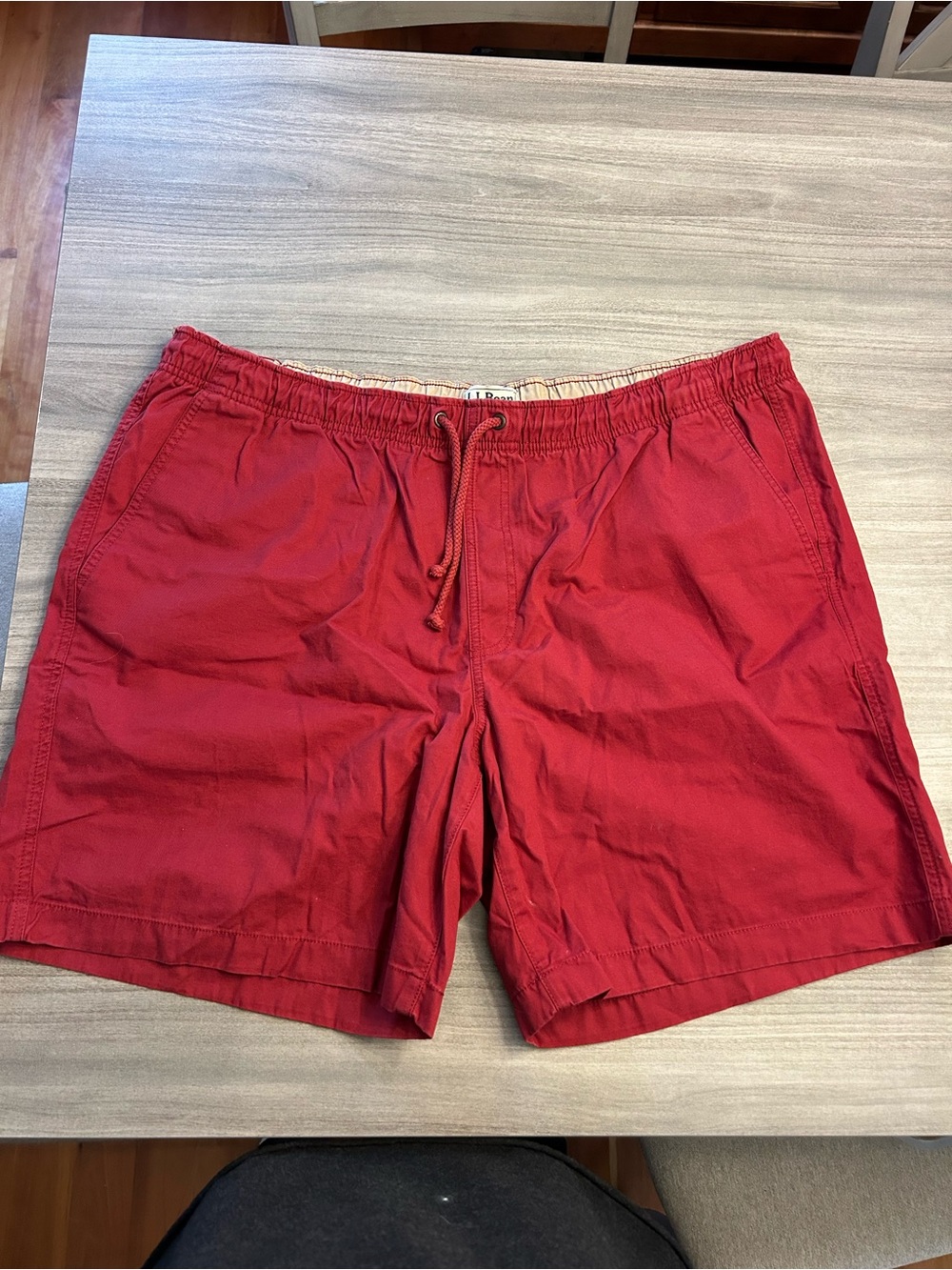 L.L. Bean Red and Tan Classic Fit Shorts